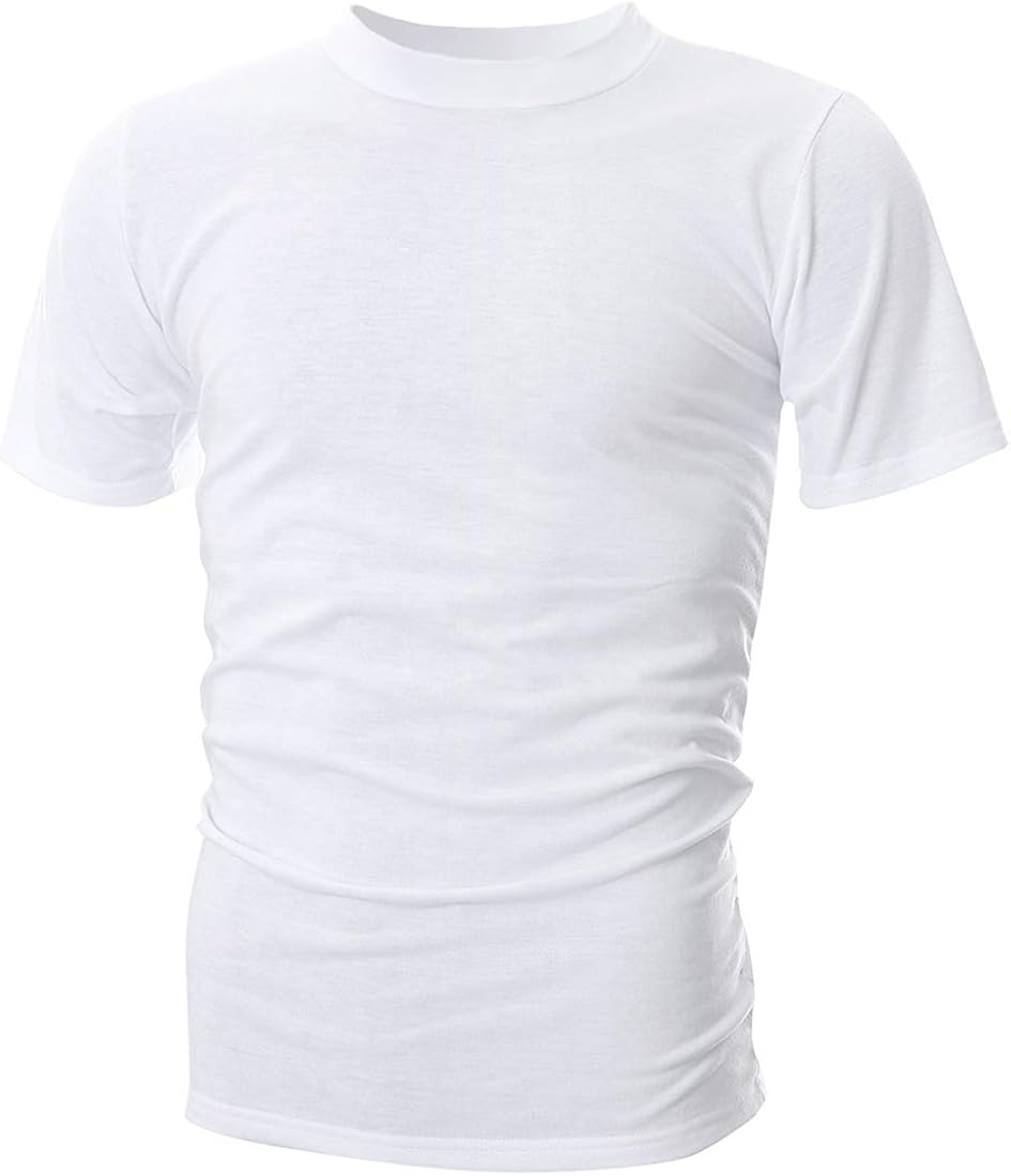 UUANG Men's Mockneck Short Sleeve T-Shirt Casual Summer Thin Pullover Basic Tops: Clothing