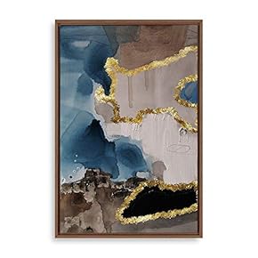 SIGNFORD Framed Canvas Home Artwork Decoration Golden Abstract...