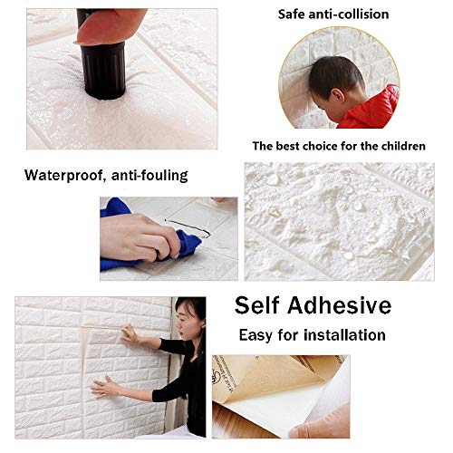 CHMING 20pcs 3D Brick Wall Stickers SelfAdhesive Wallpaper Peel and