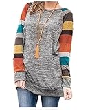 OMEYA.WANSHIDA. Women's Knitted Long Sleeve Sweatshirt Cotton Jersey Tunic Tops