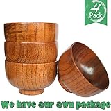 Wooden Salad Bowl/Rice Miso Soup Bowl/Rice Bowl/Decorative Bowl, 4.13-inch By 2.56-inch,set of 4
