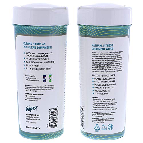Wipex Natural Gym & Fitness Equipment Wipes for Personal Use - Lemongrass, Eucalyptus & Vinegar- Great for Yoga Mats, Pilates, Home Gym, Peloton, Spas - 4pk, 300 Wipes