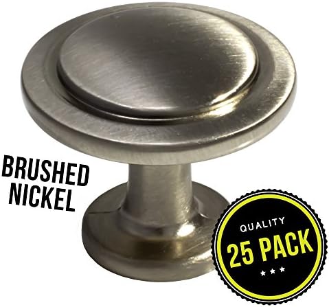 25pk Satin Nickel Cabinet Hardware Round Knob - 1-1/4" Diameter (25pk Satin Nickel)
