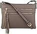 B BRENTANO Vegan Multi-Zipper Crossbody Handbag Purse with Tassel Accents (Stone(N))