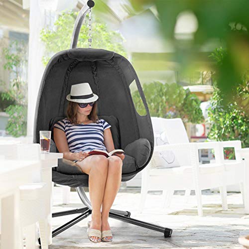 blumfeldt Bella Donna Hängesessel + Regenschutz Set - Schwingbewegung , Unique Comfort , Sitzkissen mit weicher, 12 cm… – Bild 3