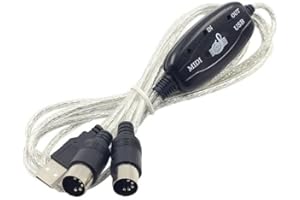 BUBUCAM USB MIDI Cable Adapter, B60 Midi USB Cable Interface Converter 5-Pole in Out Midi to USB Adapter 2m