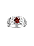 Rylos Men's Ring Sterling Silver Ring, 7MM Round