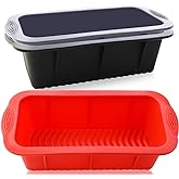 AEVBSOY 3 Pack BPA Free & Dishwasher Safe Silicone Bread and Loaf Pans Nonstick Silicone Bread Pan Set Silicone Baking Mold for Homemade Loaf, Bread, Meatloaf, Cakes,Quiche (7.65 x 3.9 x 2.1 inch)