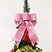 Beurio Pink Glitter Christmas Ribbon Bows Gifts Wreaths Wedding Party Decorations Hanging Ornaments, 6 pcs