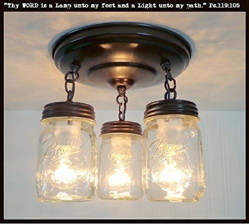 Mason Jar LIGHT FIXTURE New Pint Trio