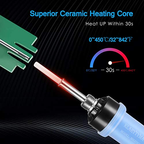 Soldering Iron Kit, 80W Digital LCD Soldering Iron with Solder Tips/Sucker/Wire, Wire Cutter, Screwdrivers, Voltage Tester, Tweezers, Brass Coil Ball, Stand, PU Bag, Fast Heating Thermostatic Design