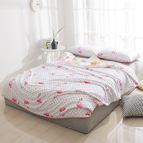Enjoylife 1-Piece Soft Thin Quilt Washable Full Cotton Summer Comforter Animal Printing Pattern Flamingo-1 BEDSPREADS&amp;BLANKET 150x200cm = 59"x79"
