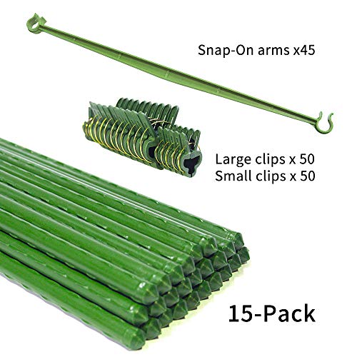Growsun 5 Ft 5-Pack Tomato Cage Plant Support Garden Stakes, 100 Clips Include - Thumbnail 3
