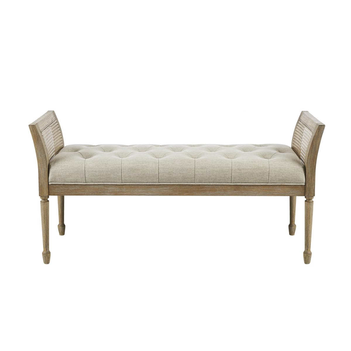 Photo 1 of ********************HAS A BROKEN LEG*****************
Martha Stewart Isla Entryway Accent Bench for Living Room Bedford Collection, Tufted Seat, Cane Side Frames, Farmhouse Bed End Bench for Bedroom, Indoor Seating, Reclaimed Finish, 48.5" Wide Natural