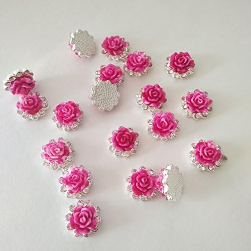 8mm 3D Nail Art Decorations Rhinestones for Nails Jewelry Crystal Nails Stone Resin Flowers with Crystals Accessories DIY (20pcs, Red As Picture)