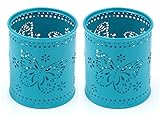 EasyPAG 2 Pcs 3-1/4 inch Dia x 3-3/4 inch High Round Desk Pen Holder Cute Butterfly Pattern Design,Dark Teal