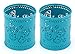EasyPAG 2 Pcs 3-1/4 inch Dia x 3-3/4 inch High Round Desk Pen Holder Cute Butterfly Pattern Design,Dark Teal