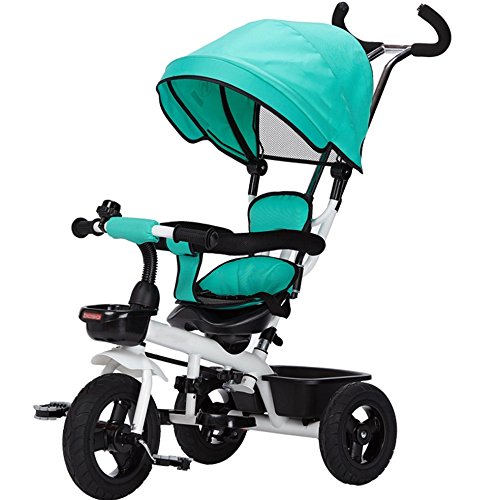 三輪車の赤ちゃんキャリッジバイク子供のおもちゃの車のチタンの空の車輪の自転車3つの車輪 保護的な天井 シートステアリング ボーイ ガール 1 3 5歳 B07dvdsh66 緑 緑 色 緑 子ども用自転車 海外ブランド