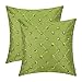 CaliTime Pack of 2 Cushion Covers Throw Pillow Cases Shells for Sofa Couch Home Decoration 18 X 18 Inches Modern Diamonds Shape Geometric Chain Embroidered Olive Green