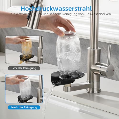 Mynaiad 3-Way Kitchen Tap with Removable Dual Outlet Water Filter, 360° Rotation, Kitchen Sink Tap, Kitchen Mixer, Brushed 304 Stainless Steel