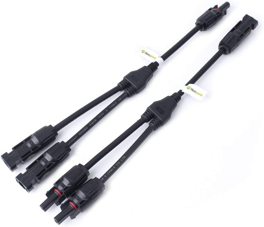NewpowaSolar Branch Connector 2 to 1 Y Cable Adaptor Connector Kit for Solar Panel Plug&Play (M/FF and F/MM)