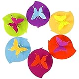 Teabloom Butterfly Cup Lids - Anti-dust Airtight Seal - FDA Silicone - Drink Cup Lids - Mug Lids (Set of 6)