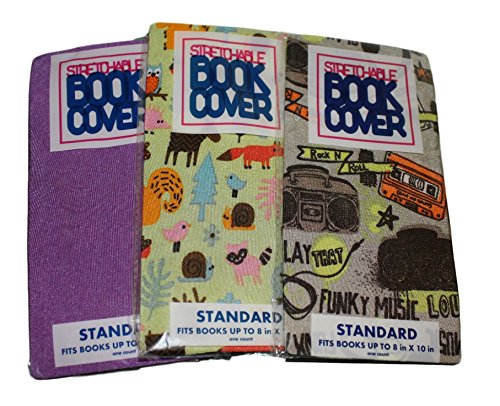 Pack of 3 Stretchable Book Covers - Fits Books up to 8" x 10" - Random Colors & Patterns - Thumbnail 4