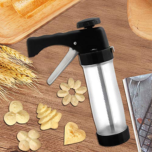 Cookie Press Making Gun Biscuits Cake Tool Cookie Press Kit with 16 Discs and 6 Icing Tips Cookie Press Maker Machine Dessert Decoration (Black)
