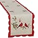 Grelucgo Embroidered Christmas Holiday Red Cardinal Bird Table Runner, Rectangular 15 x 70 inch