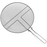 JXJ Stainless Steel Heavy Duty Fine Mesh Splatter Screen With Foldable Stainless Steel Handle- A Premium Grease Guard That Fits Any Pot or Pan and Stops the Splatter, 13