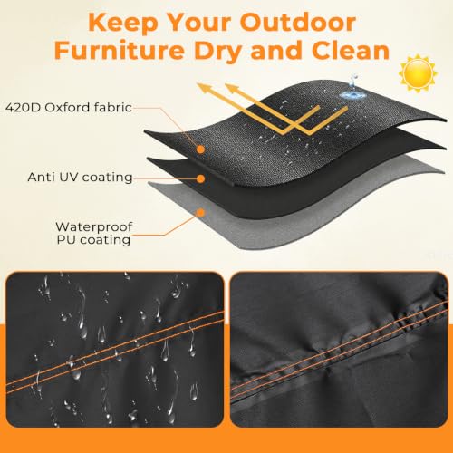 GARPROVM Waterproof Outdoor Furniture Cover, Cover for Outdoor Garden Furniture, 420D Oxford Fabric with Ventilation, Protective Tarpaulin for Table Sofa Outdoor Furniture Sets (250 x 210 x 90 cm)