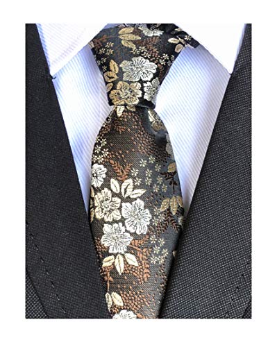 Men Brown White Suit Tie Woven Silk Paisley Party uk Necktie Gift for Father Son