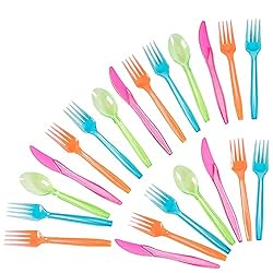 Rainbow Plastic Silverware Set, Neon