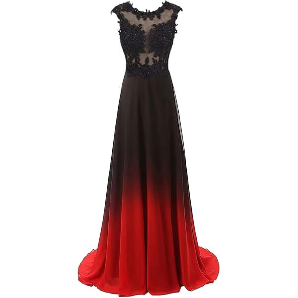 Amazon.com: Beilite Straps Sequins Ombre Evening Prom Dress Wedding Party  Gowns Gradient Color Chiffon Bridesmaid Dress Black&Red E 2 : Clothing,  Shoes & Jewelry