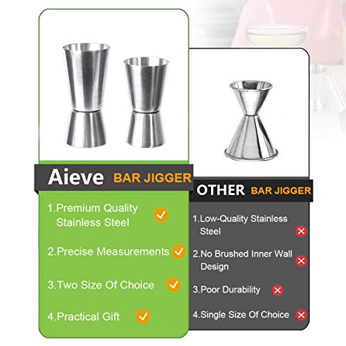 AIEVE 2 Stück Cocktail Messbecher Edelstahl Barmaß Jigger 15/30ml und 25/45ml Werkzeug Zubehör für Cocktails Spirituosen… – Bild 7