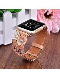 V Moro Compatible iWatch Band 1.496 in Series 4 Mujeres, suave cuero genuino bucle de repuesto para iWatch Series 3, Series 2, Series 1, Deportes y Edición