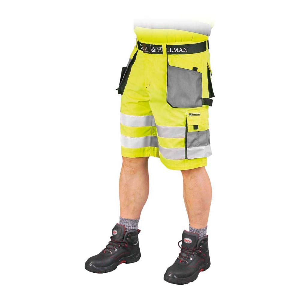 Leber&Hollman LH-FMNX-TS_YSBXL Formen Protective Short Trousers, Yellow-Grey-Black, XL Size