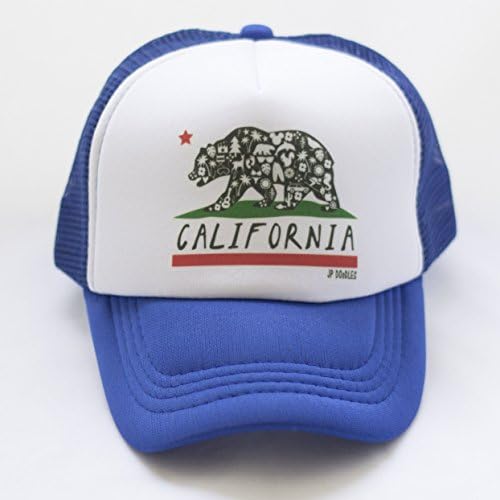 Royal Blue California Bear Kids Trucker Hat Kids Snapback by JP DOoDLES