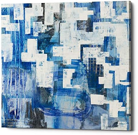 Epic Graffiti in Blue A Maze by Melissa Averinos Giclee Canvas Wall Art 18" x 18"