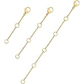 3 Pcs Necklace Extenders for Women 14K Gold Plated Necklace Extender Chain Extenders for Necklaces Anklet Bracelet Extender with Lobster Clasp Necklace Extension for Jewelry Making (1 2 3 Inch)