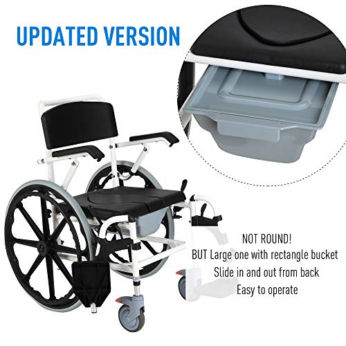 Rolling Shower Wheelchair Bath Toilet Commode Bariatric with 24