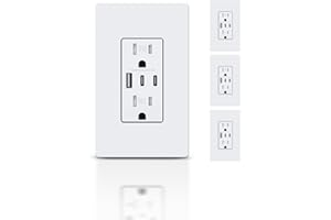TOPELER 4Pack USB Outlet, 30W 6.0A USB C Wall Receptacle with 3 USB Port, 15 Amp TR Receptacle with Type A & Type C USB Charging Ports, ETL & FCC Listed, Screwless Wall Plate Included, White