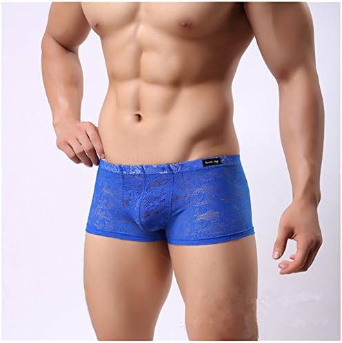 Casualfashion 6 Colors 4 Sizes Mens Underwear Sexy Translucent Lace Boxer Briefs Breathable Underpants (XXL, Color 3)