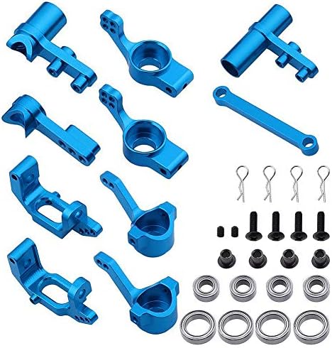 AXHJ RC 1/10 Model Car Upgrade Parts 102210 102211 102212 122057 Aluminum Front C Hub Carrier Steering Servo Saver Complete 102010 102011 102012 For Redcat Volcano EPX Monster Truck Buggy Fit HSP Blue