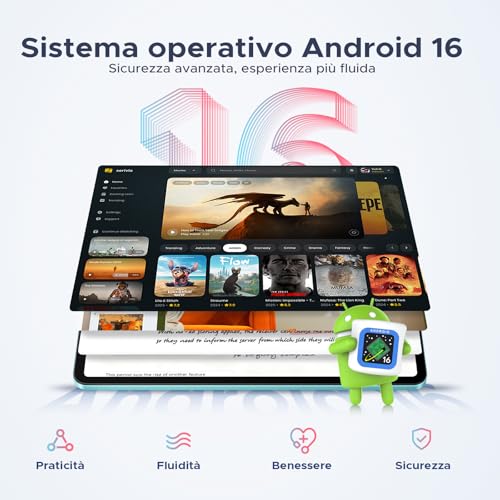 BIRDCLAW P12 Pro Tablet 12 Pollici, 12000mAh Tablet Android 16, 48GB RAM+256GB ROM/2TB TF, T7300 Octa-Core, 4G LTE, 2.4K/120Hz, 13MP, Gemini AI, Face ID/OTG/GPS/FM, Tablet con Tastiera e Penna, Blu