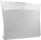 Plastic Carrier Bags 100 White with Handles Patch Large 22 x 18 x 3
