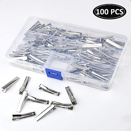 Comonc Small Duck Bill Clips DIY Hair Clip Thicken 100 Packs 1.3 Inch Single Prong Curl Clips Silver Metal Hair Clips DIY Accessories
