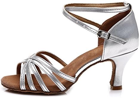 Women's Satin/Leather Latin Dance Shoes Standard Salsa Performance Ballroom Shoes,Model UK213
