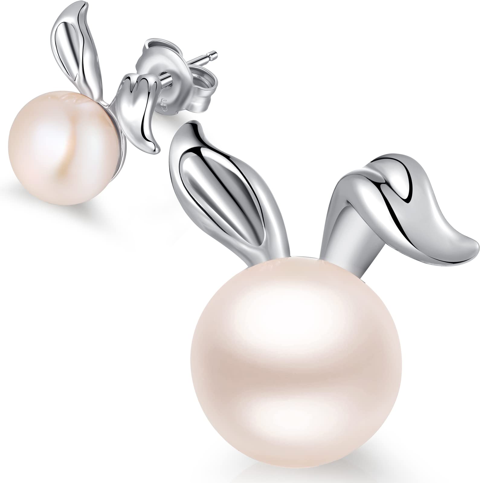 Bunny Gifts 925 Sterling Silver Easter Earrings Rabbit Pearl Stud Earrings Bunny Easter Ear Studs Jewellery Gifts for Women โ image 1