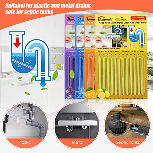 Drain Sticks Drain Stix Drainstix Sink Sticks Drain Cleaner & Deodorizer Sticks for Clogs Odor Unclogs Kitchen Bathroom Sinks Pipes Septic Tank Safe（4 Color 48PCS） - Thumbnail 3